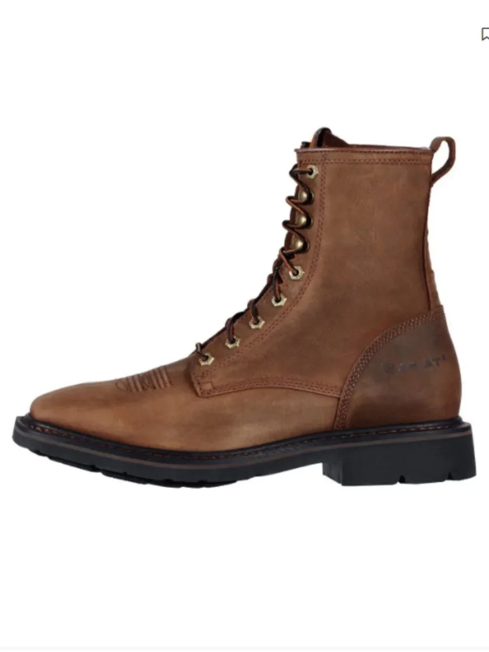 Men's Size 9 Ariat Cascade 8 Brown Lace Up Work Boots - Square Toe (ABBA)